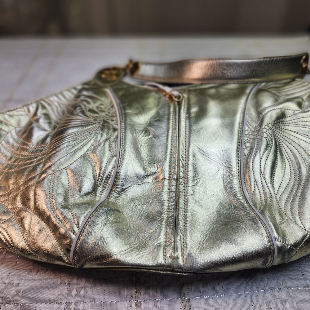 Metallic Silver Women's Hobo Bag - Brand
